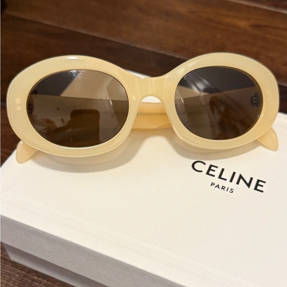 Celine Pale Yellow Oval Sunglasses